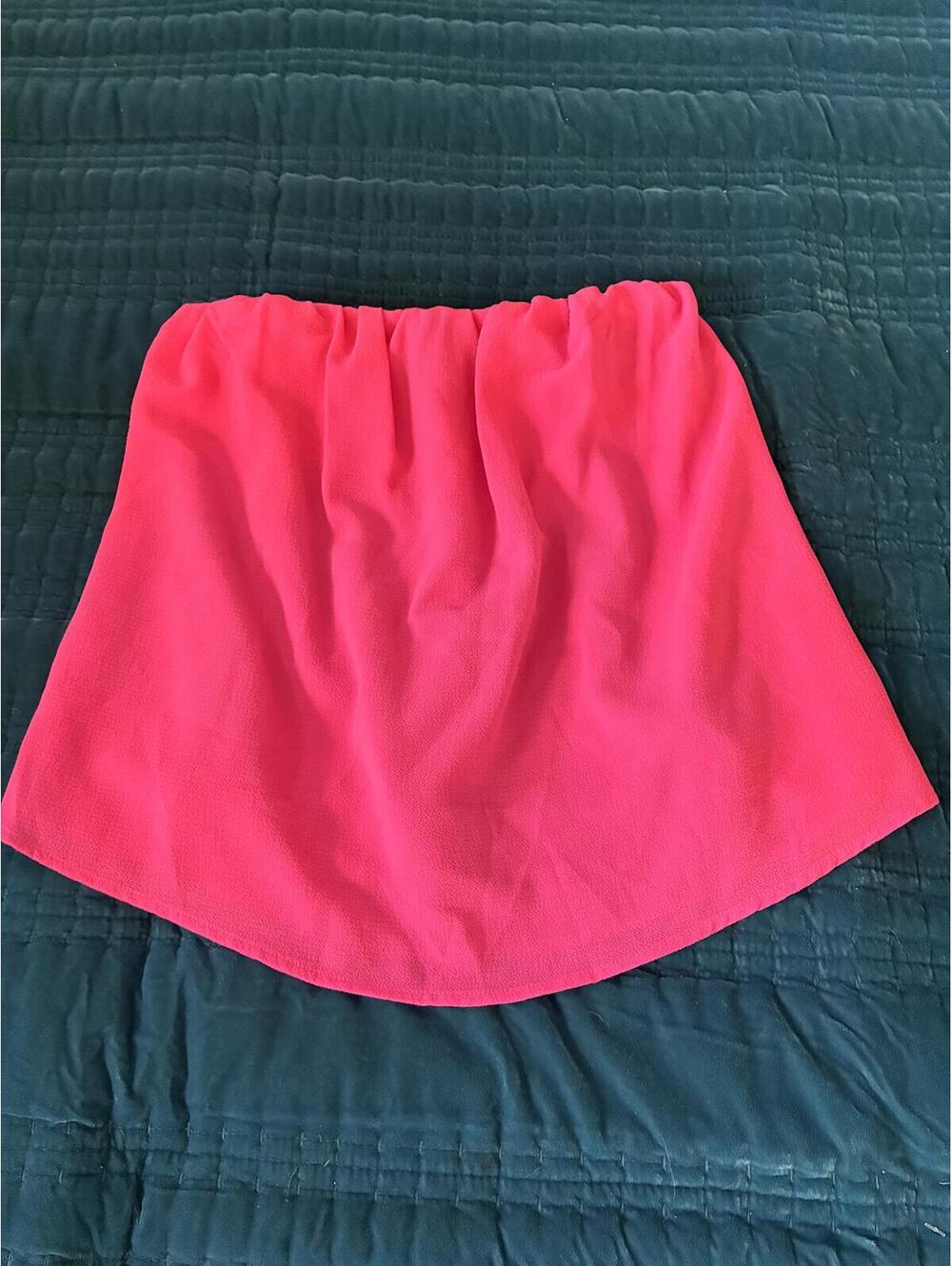 Purple Lipstick Hot Pink Flared Strapless Top, Size Small